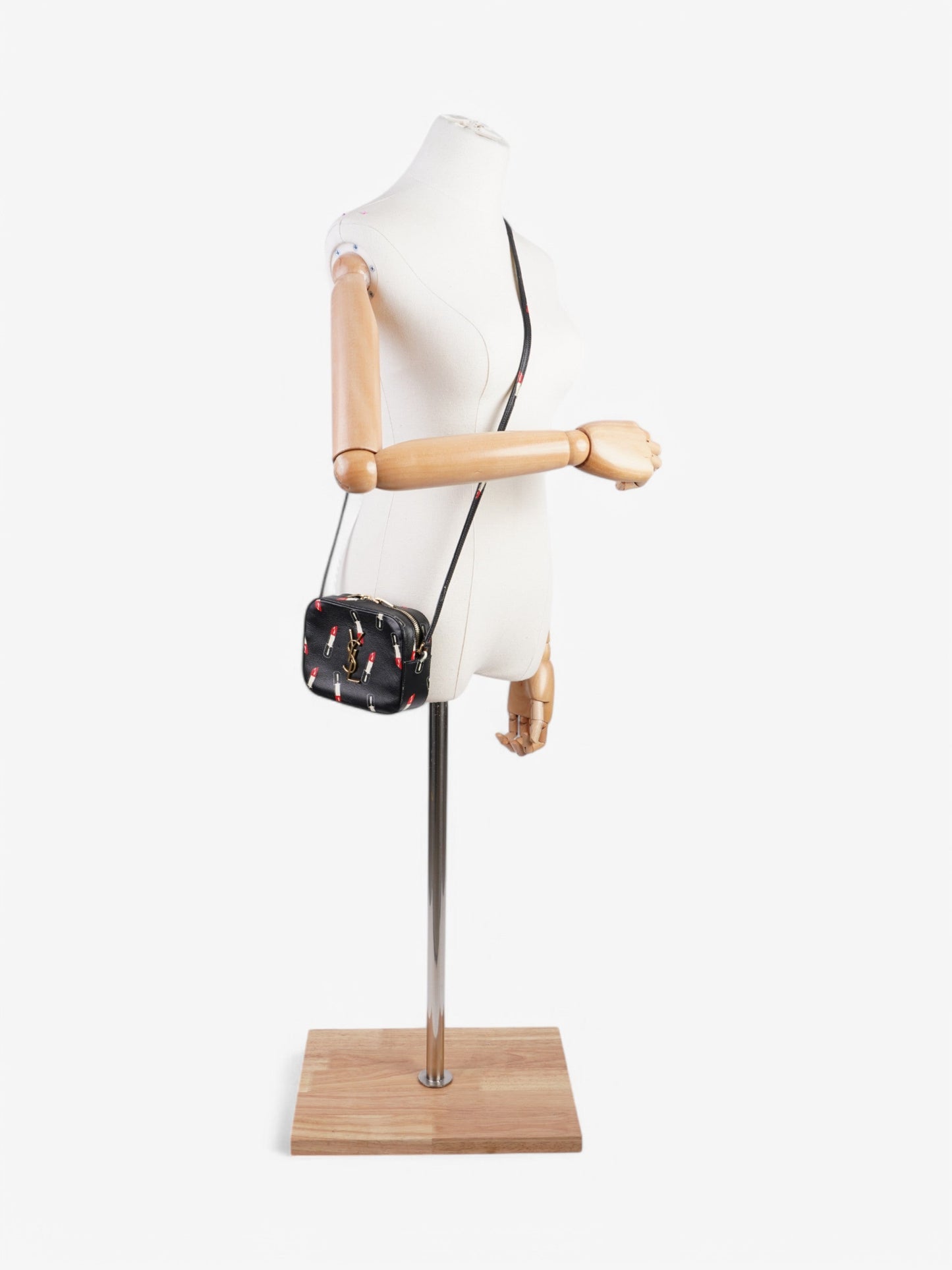 YSL Saint Laurent Shoulder Bag Leather Black White