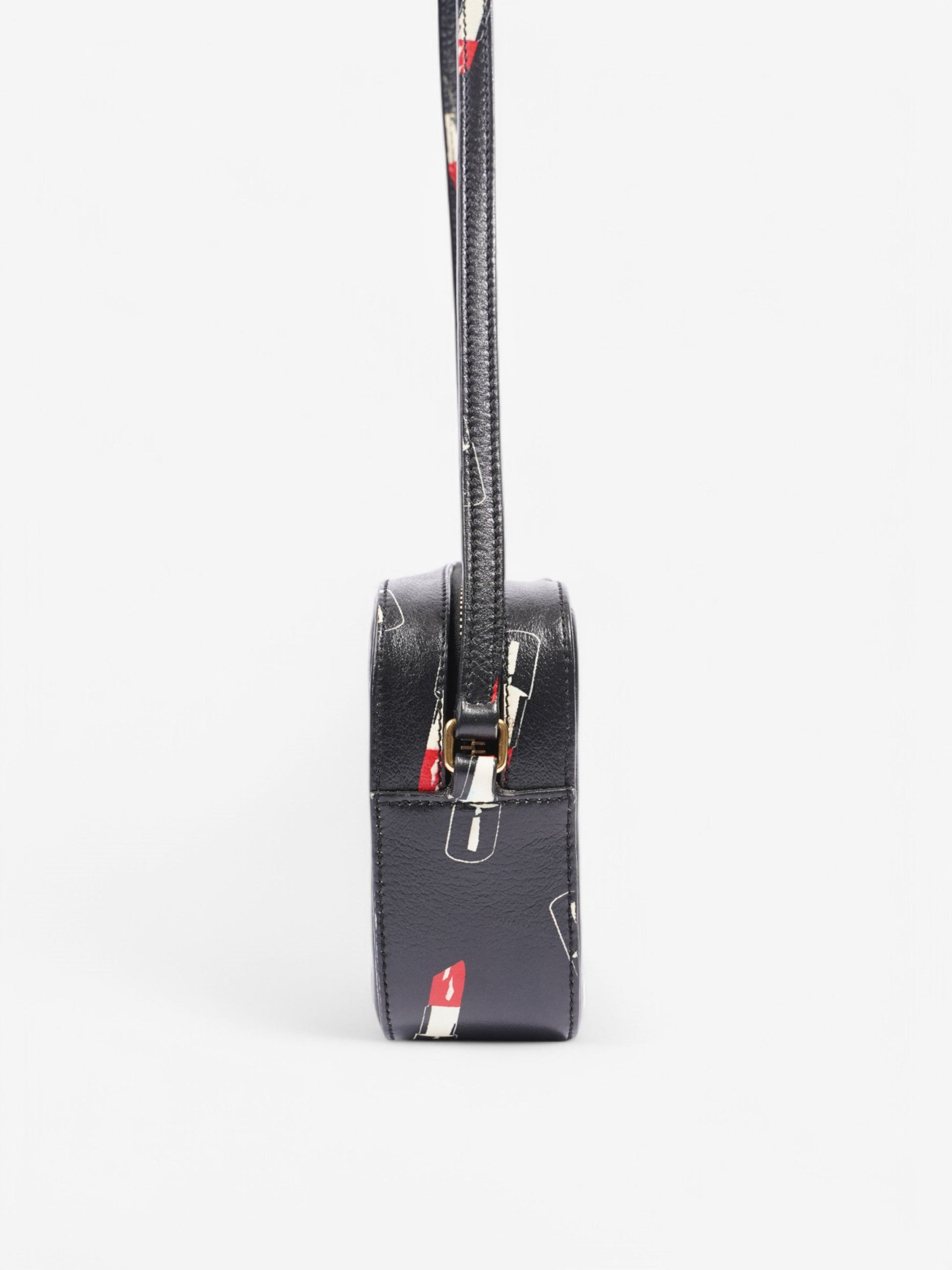 YSL Saint Laurent Shoulder Bag Leather Black White