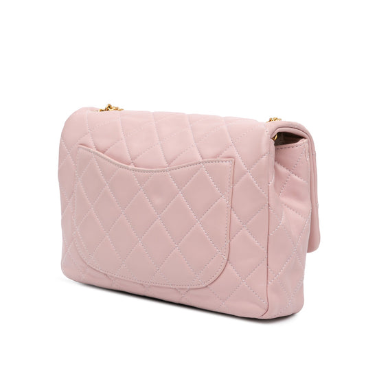 Pink Chanel CC Quilted Lambskin Embellished Chain Flap Crossbody Bag