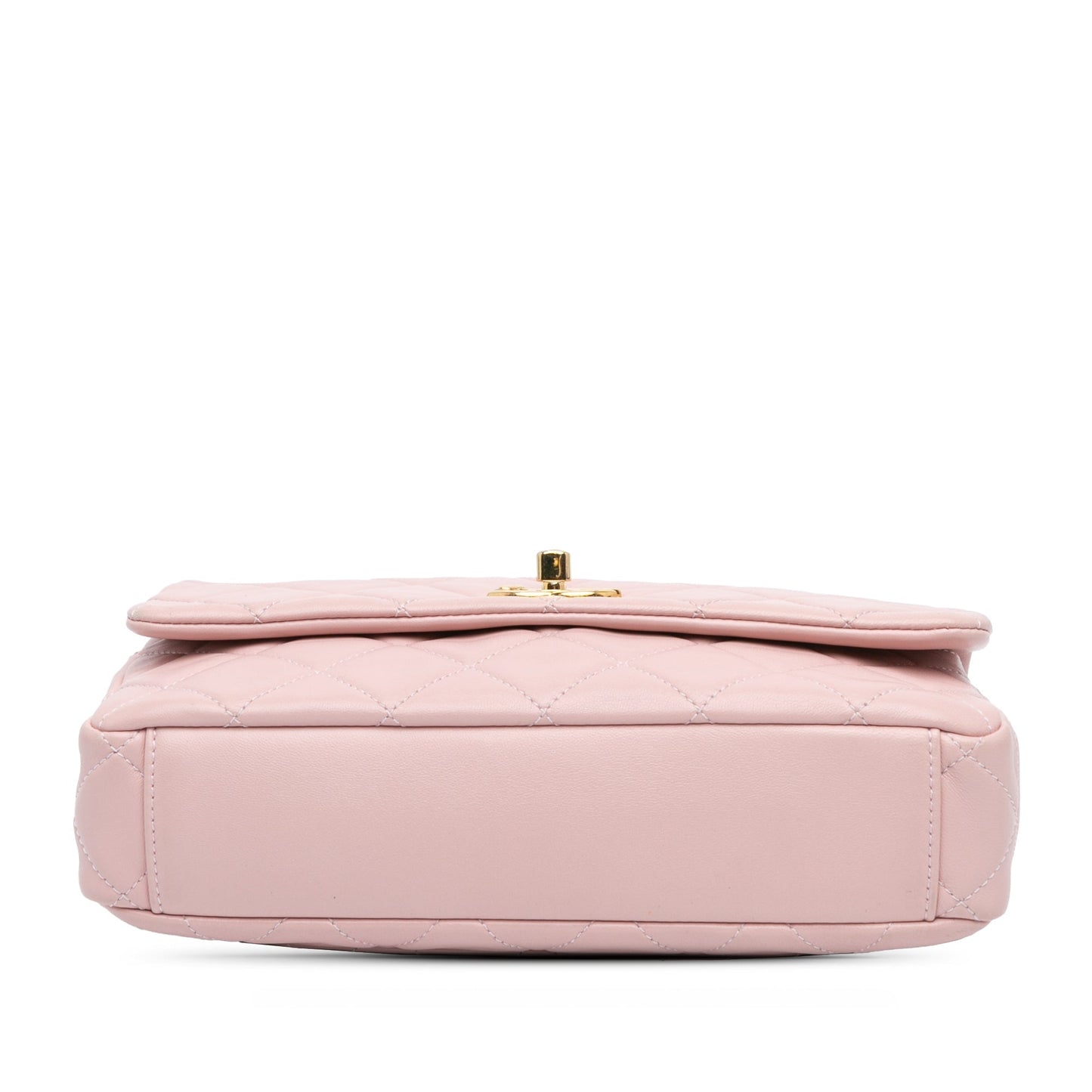 Pink Chanel CC Quilted Lambskin Embellished Chain Flap Crossbody Bag