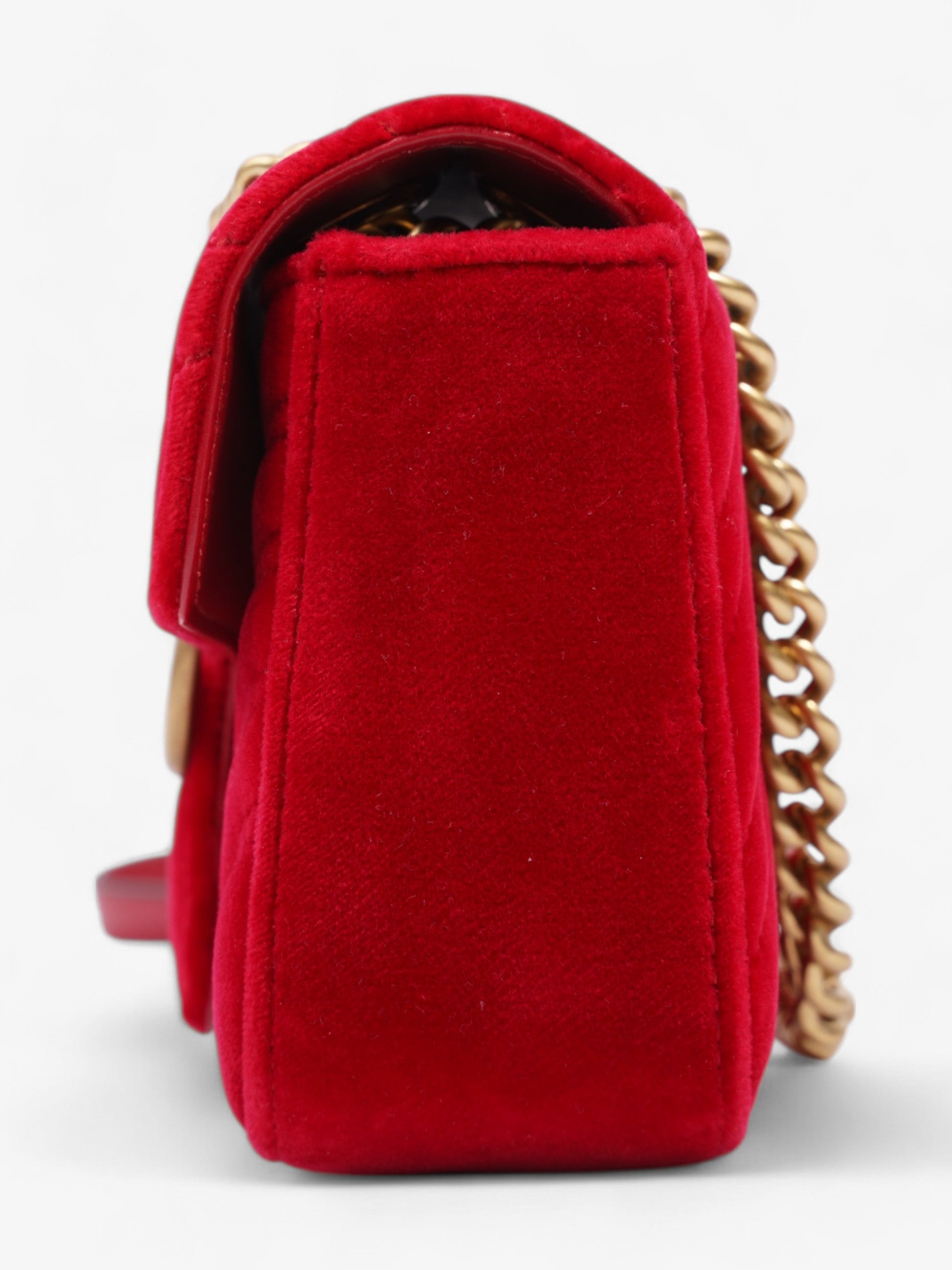 Gucci Marmont Velvet Shoulder Bag Red Mini Mini 1