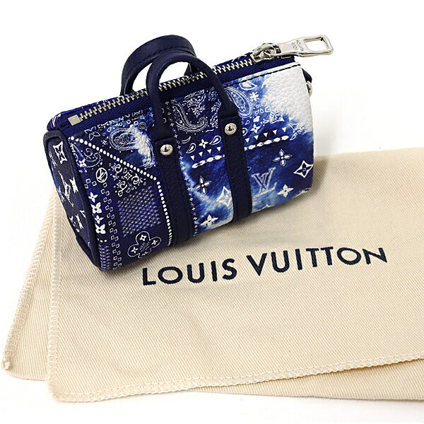 Louis Vuitton charm Porto Cle Pouch Leather Blue Handbag