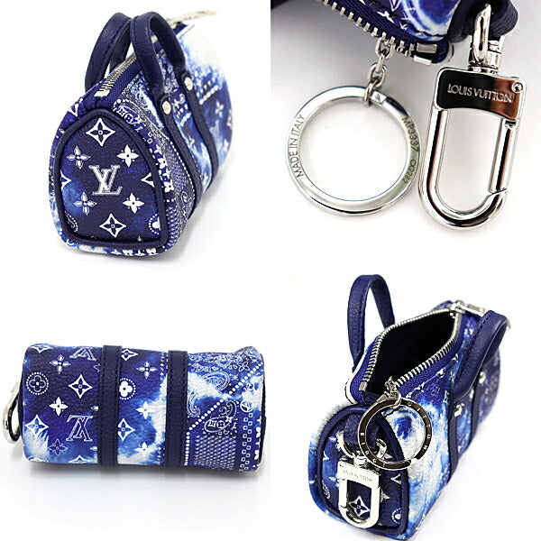 Louis Vuitton charm Porto Cle Pouch Leather Blue Handbag