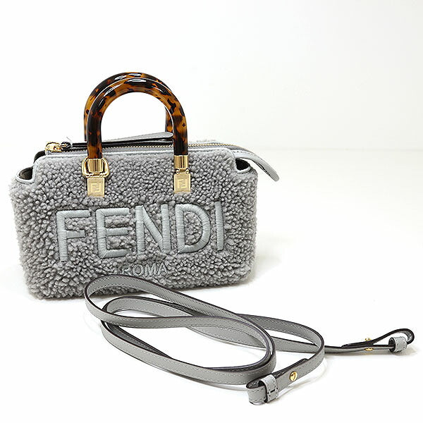Fendi Handbag 8Bs067 By The Way Leather Gray Mini Travel Bag