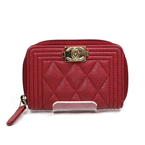 Chanel Coin Matt caviar skin Boy Red Handbag