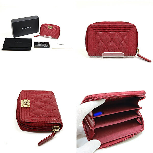 Chanel Coin Matt caviar skin Boy Red Handbag