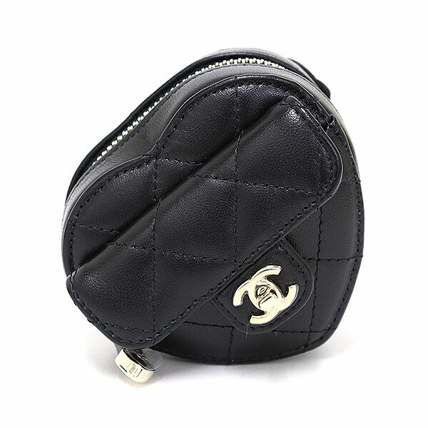 Chanel Coin lambskin Heart-shaped arm coin Black Handbag
