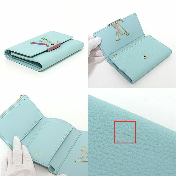Louis Vuitton Tri-fold M82147 Taurillon Clemence Topaz Blue Wallet Case