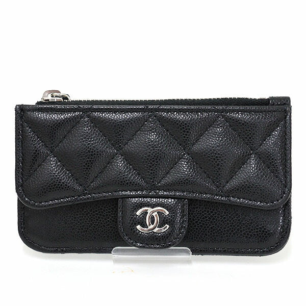 Chanel Coin Matt caviar skin Classic Zip Black Wallet Case
