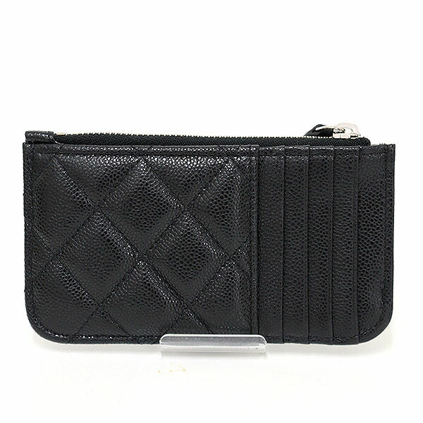 Chanel Coin Matt caviar skin Classic Zip Black Wallet Case