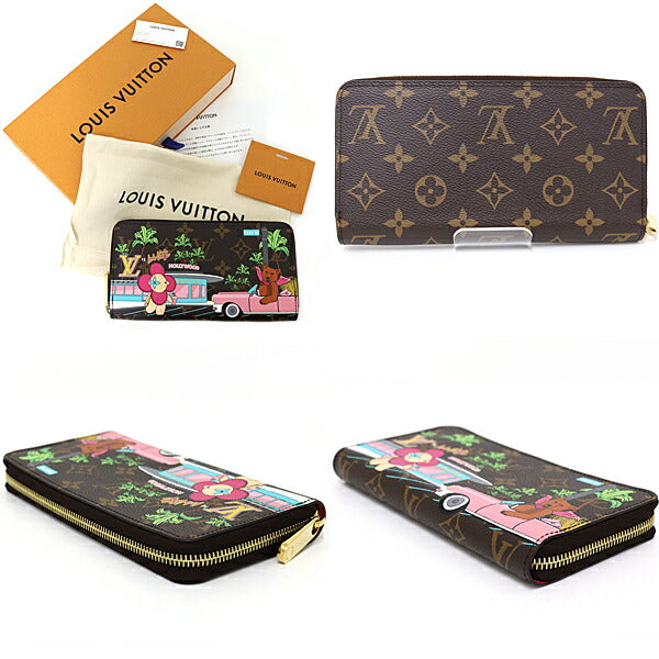 Louis Vuitton Long Purse M80857 cowhide Pink Monogram Leather Canvas Brown Wallet Case