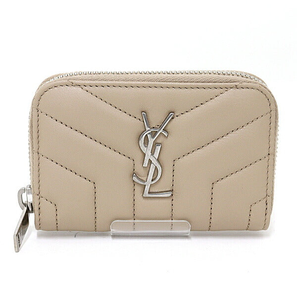 YSL Saint Laurent YSL Saint Coin Case Dark Cassandra Travel Leather Beige Travel Bag