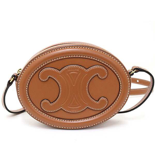 Shoulder Bag . Lu Calfskin Crossbody Oval Brown Crossbody Bag