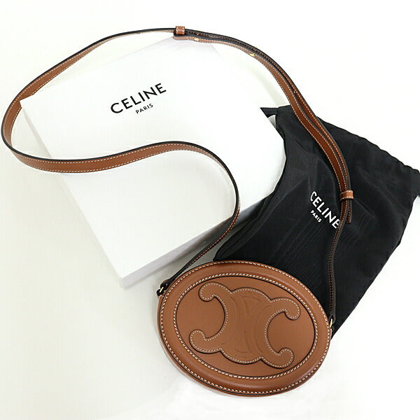 Shoulder Bag . Lu Calfskin Crossbody Oval Brown Crossbody Bag