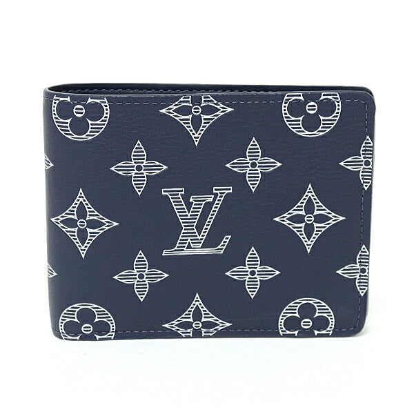 Louis Vuitton Bifold M83379 shadow Portefeuille Monogram Blue Wallet Case