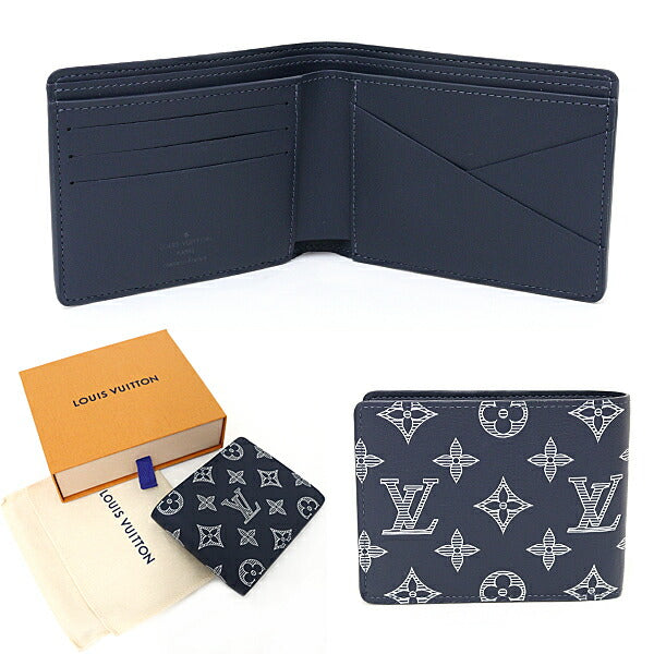 Louis Vuitton Bifold M83379 shadow Portefeuille Monogram Blue Wallet Case