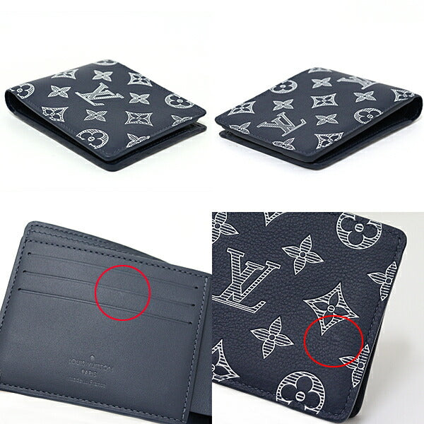 Louis Vuitton Bifold M83379 shadow Portefeuille Monogram Blue Wallet Case
