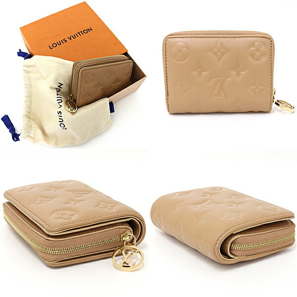 Louis Vuitton Bifold M81673 Camel Portefeuille Lou Lambskin Wallet Case