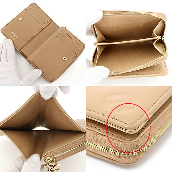 Louis Vuitton Bifold M81673 Camel Portefeuille Lou Lambskin Wallet Case