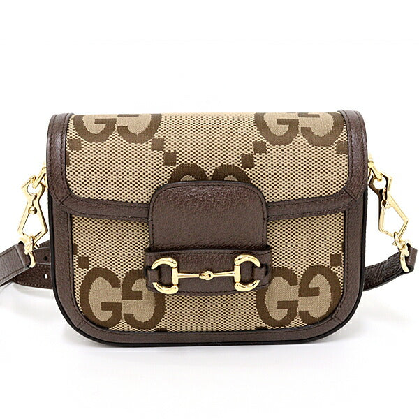 Gucci GG Horsebit Canvas Brown Shoulder Bag