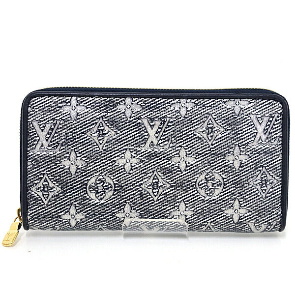 Louis Vuitton Long Purse M82468 Laminated Jacquard Monogram Silver Navy Wallet Case