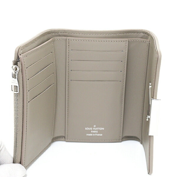 Louis Vuitton Tri-fold M83573 Taupe Portefeuille Compact Leather Canvas Calf Cotton Wallet Case