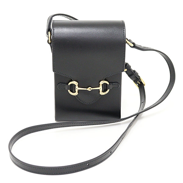 Gucci Horsebit Leather Black Gold Shoulder Bag