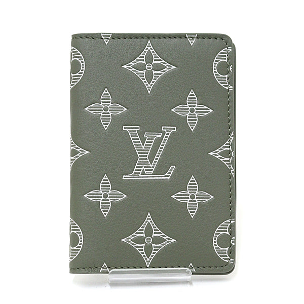 Louis Vuitton M12501 Organizer De Poch Leather Green Khaki Wallet Case