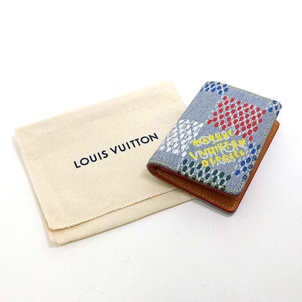 Louis Vuitton N00164 Organizer De Poch Leather Denim Multicolor Wallet Case