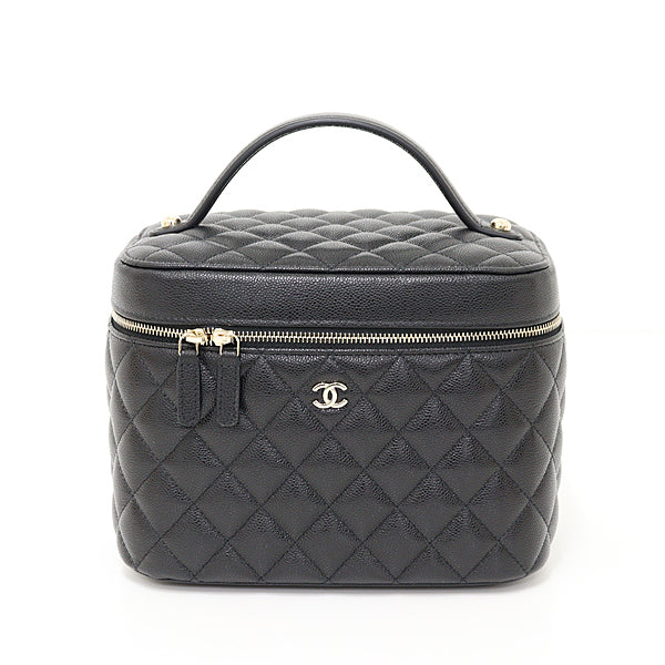 Chanel Matte Caviar Skin Brass vanity Timeless Black Handbag