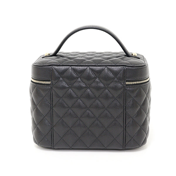 Chanel Matte Caviar Skin Brass vanity Timeless Black Handbag
