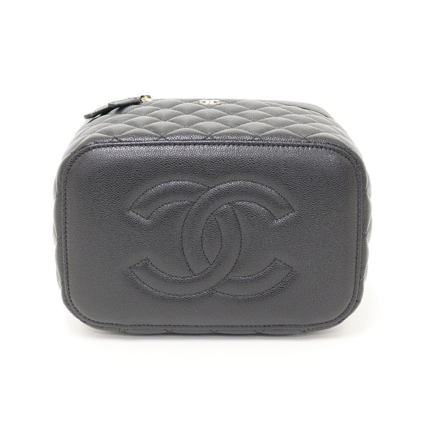 Chanel Matte Caviar Skin Brass vanity Timeless Black Handbag