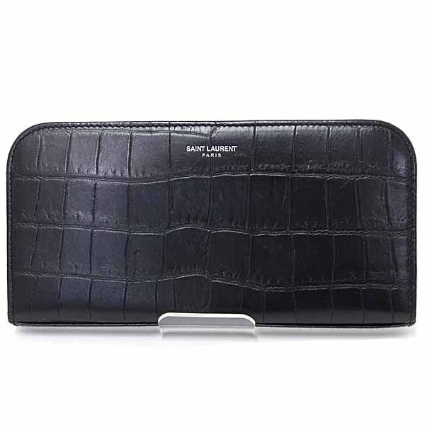 Saint Paris Long Wallet Purse Full Zip Leather Black Travel Bag