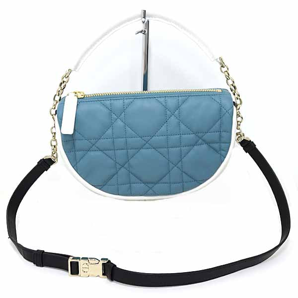 Dior Christian Shoulder Bag Lambskin Vibe Hobo Bag Blue Small