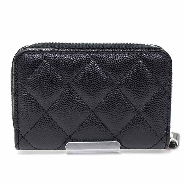 Chanel Coin Matt caviar skin Zip coin Black Wallet Case