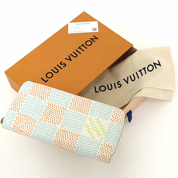 Louis Vuitton Long Purse N40675 Damier Zippy Canvas White Wallet Case