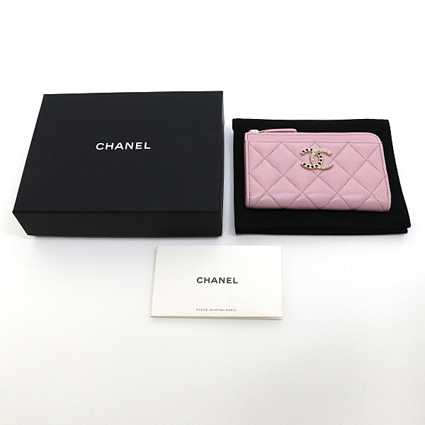 Chanel Card lambskin Matrasse Pink Wallet Case