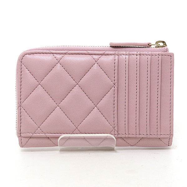 Chanel Card lambskin Matrasse Pink Wallet Case