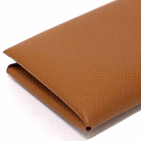 Card Case Epsom ( Type) Calvi Handbag Brown Gold Travel Bag