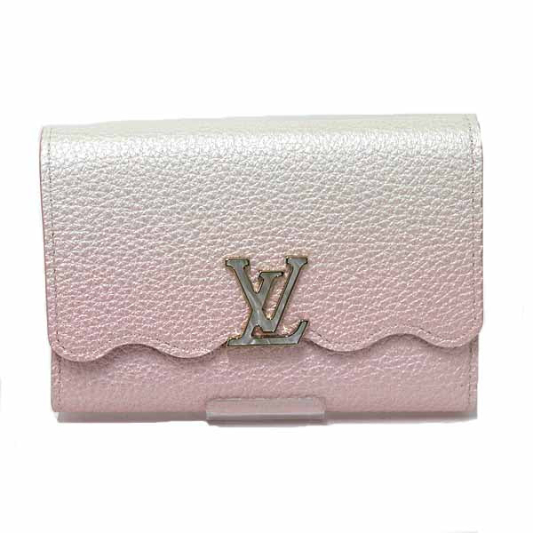 Louis Vuitton Tri-fold M83686 Grain Shaded Portefeuille Leather Calfskin Pink Wallet Case