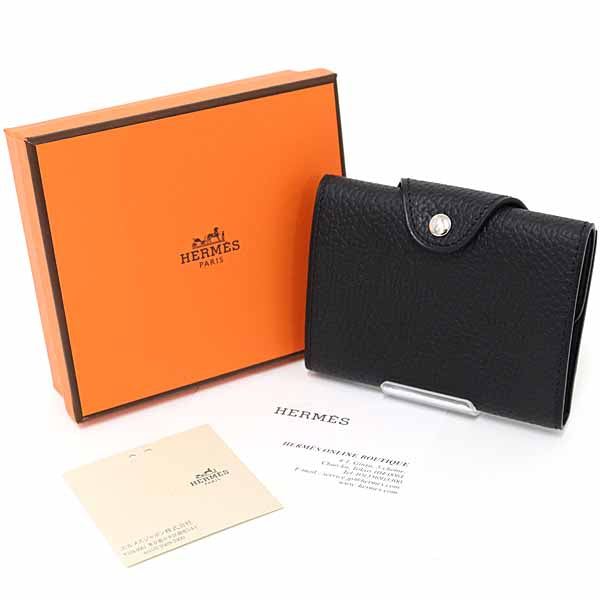 Card Case Iliad Compact Card Case Handbag Leather Black Travel Bag
