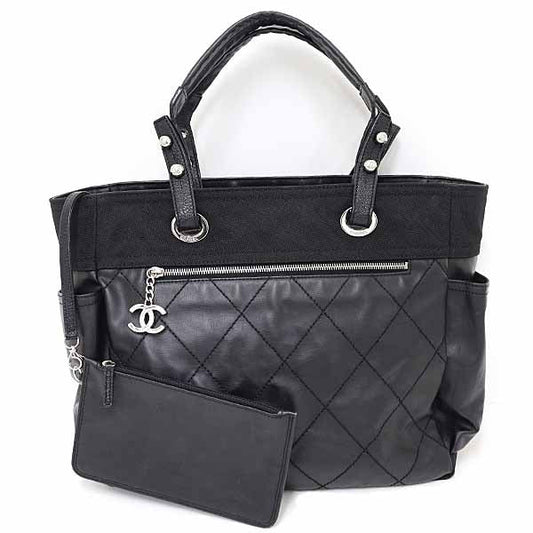 Chanel Coated Paris Biarritz Black GM Canvas Coated Canvas Apparel