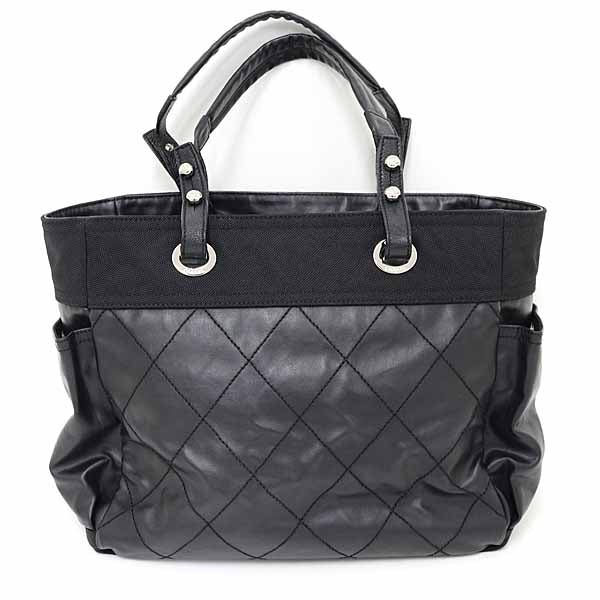 Chanel Coated Paris Biarritz Black GM Canvas Coated Canvas Apparel
