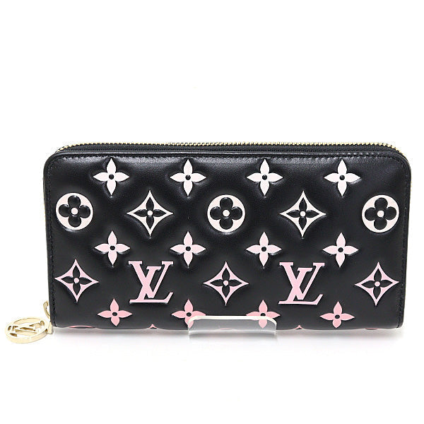 Louis Vuitton Long Purse M12152 Zippy Lambskin Black Pink Wallet Case