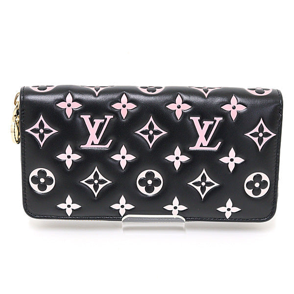 Louis Vuitton Long Purse M12152 Zippy Lambskin Black Pink Wallet Case