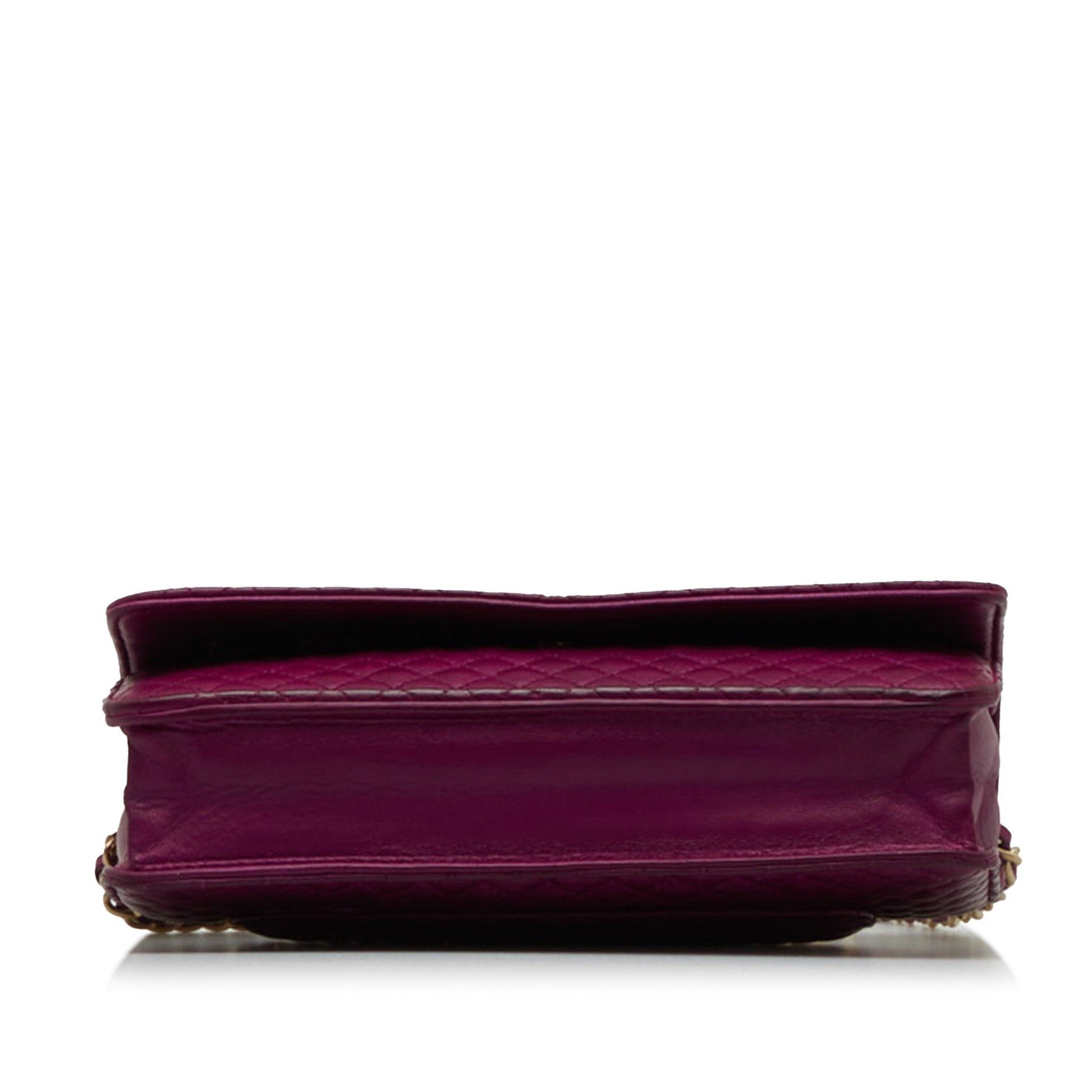 Purple Chanel Camellia Wallet On Chain Crossbody Bag