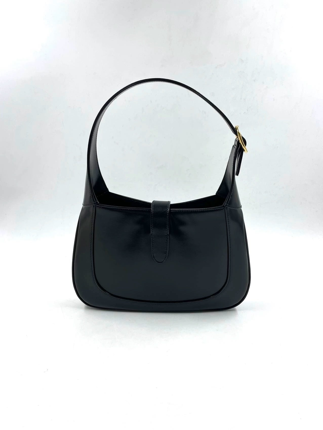 Gucci Jackie Adjustable Strap Leather Black Travel Bag