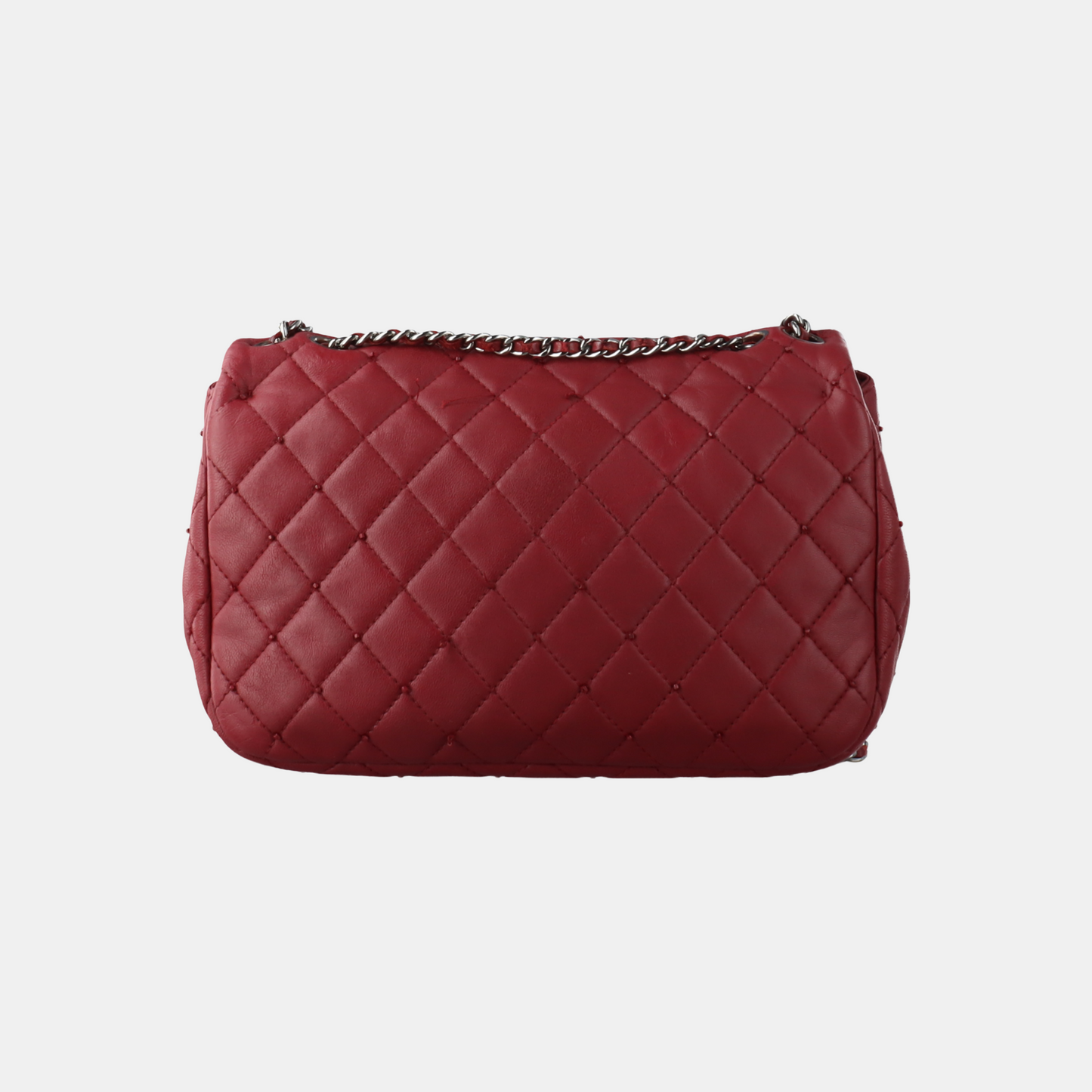 Chanel Seasonal Flap Burgundy Lambskin Studs -13 Red Small Leather Handbag