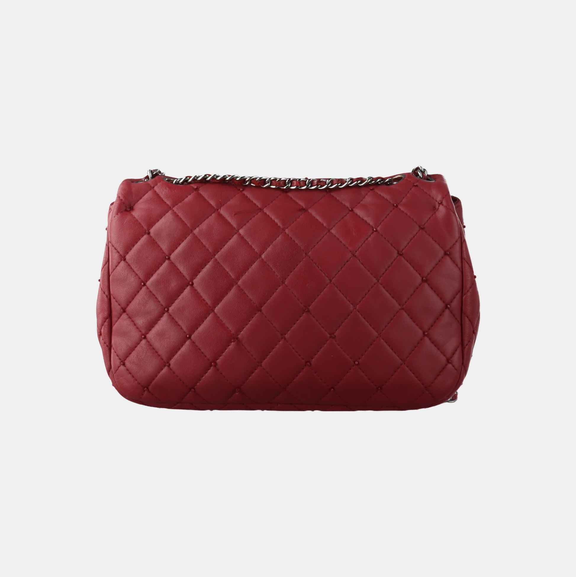 Chanel Seasonal Flap Burgundy Lambskin Studs -13 Red Small Leather Handbag