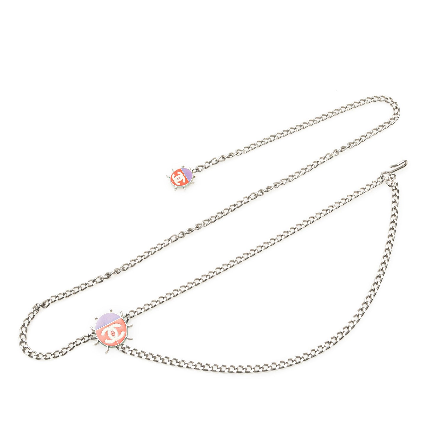 Silver Chanel Silver Plated and Enamel CC Ladybug Chain Link Belt